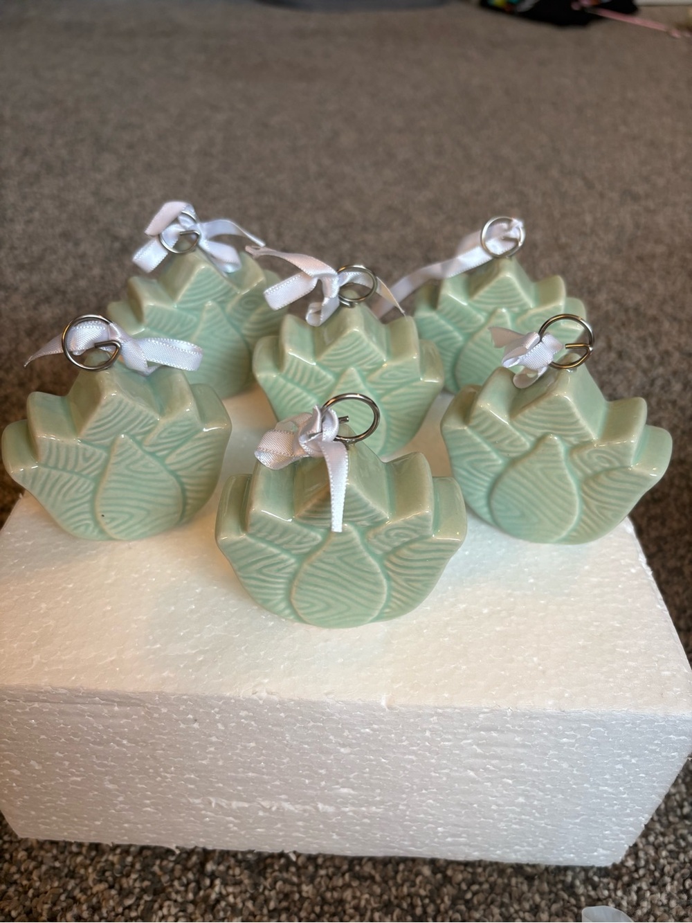 Temp-Tations by Tara Ceramic Lotus Ornament in Mint